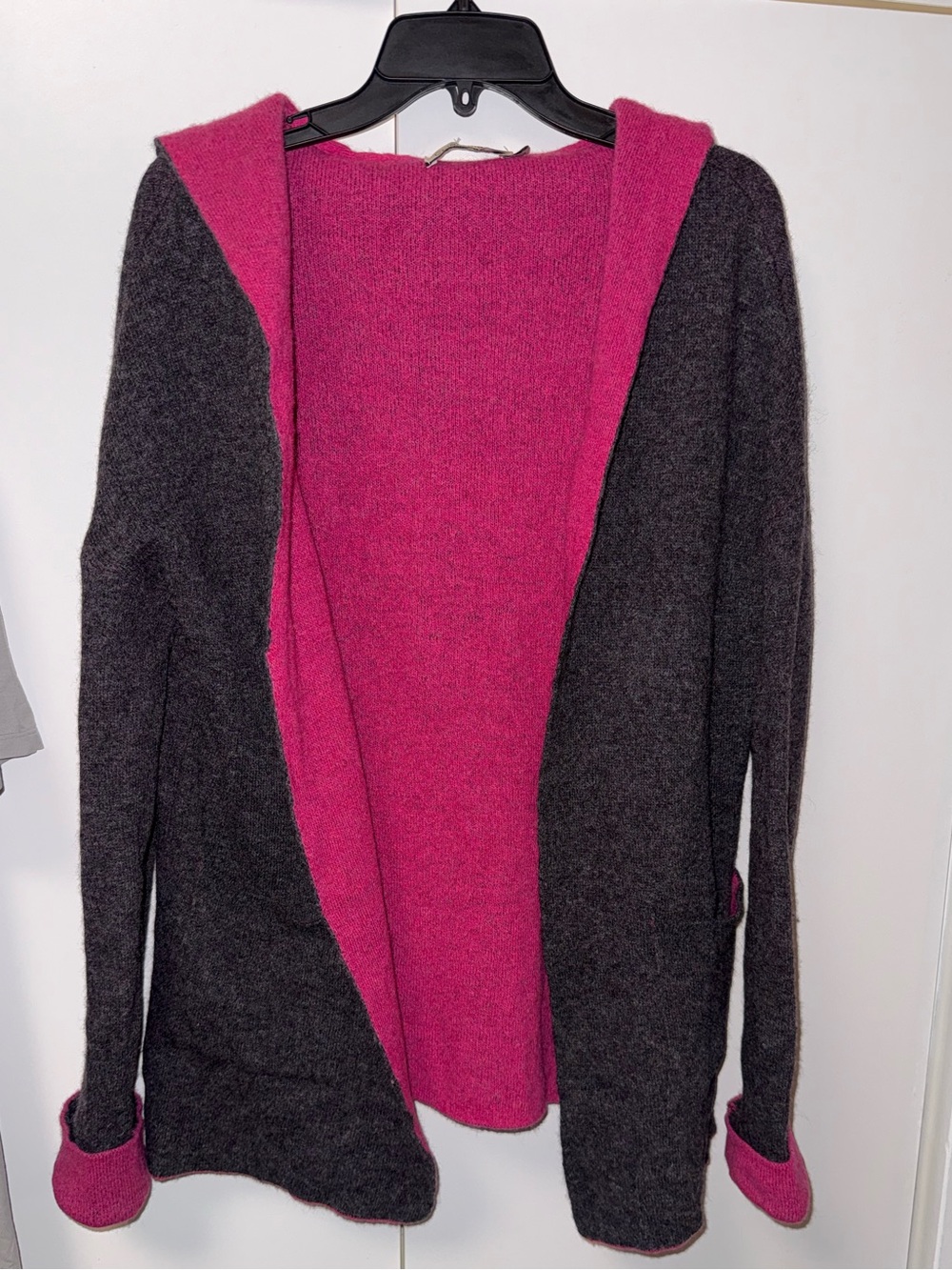 Chiaramente made in Italy women’s wool blend open hooded cardigan pink gray sz S